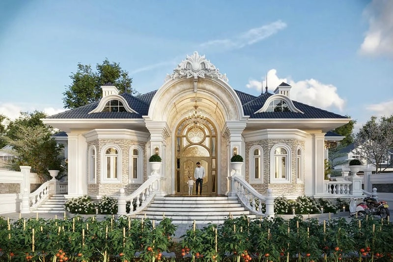 mẫu thiết kế nhà tân cổ điển hài hòa tiện nghi thẩm mỹ