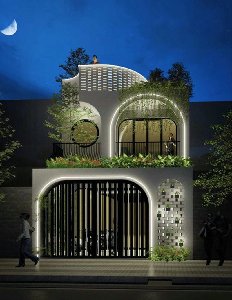 Sự kết hợp hài hòa của mẫu nhà phố có sân thượng đẹp