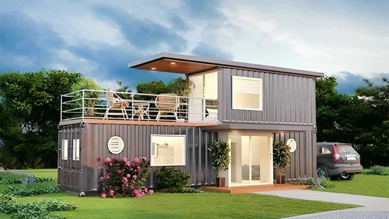 mẫu nhà container 2 tầng đẹp phong cách hiện đại ấn tượng