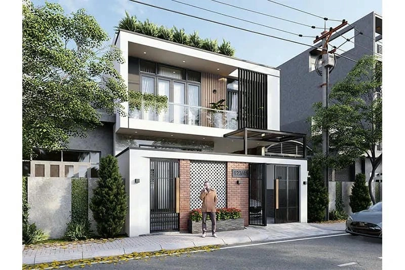 Thiết kế mẫu nhà ngang 10m sâu 8m hiện đại