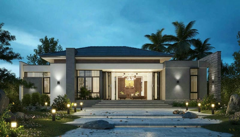 Chiêm ngưỡng mẫu nhà 8x15 hiện đại 1 tầng đầy đủ công năng