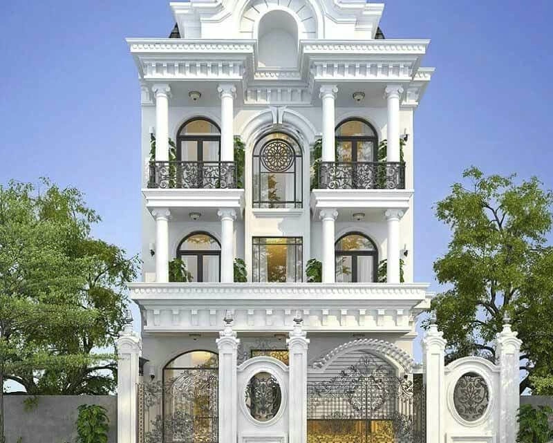 Thiết kế nhà 2 tầng phong cách châu âu sang trọng hiện đại