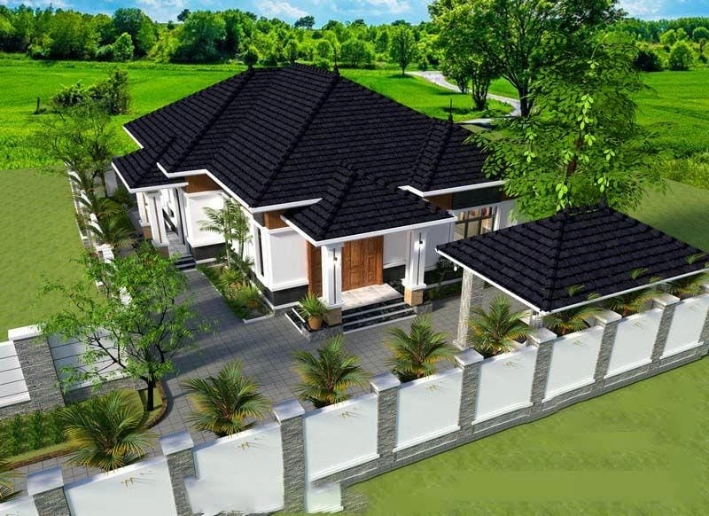 mẫu nhà vườn cấp 4 mái nhật đẹp kiến trúc mới hút mắt