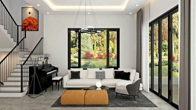 phòng khách các mẫu gạch lát nền nhà đẹp 2020 kiểu dáng sang trọng