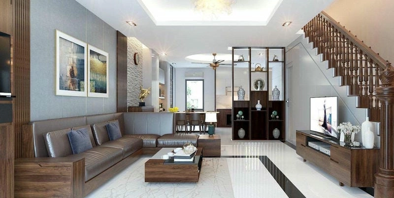 mẫu nhà ốp gạch phòng khách đẹp lựa chọn hiện đại tiện nghi