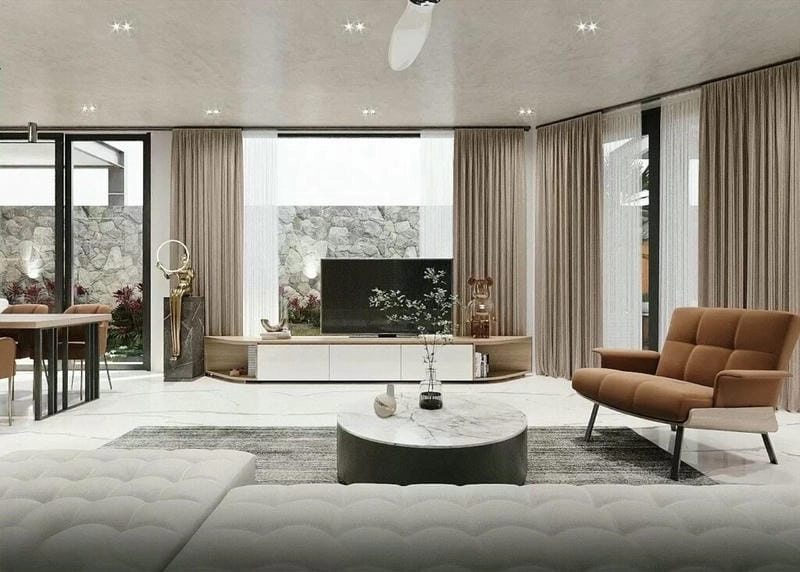 mẫu ốp tường phòng khách nhà ống lựa chọn tinh tế hiện đại