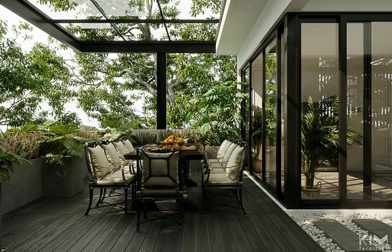 Tham khảo bố trí mẫu sân thượng nhà phố