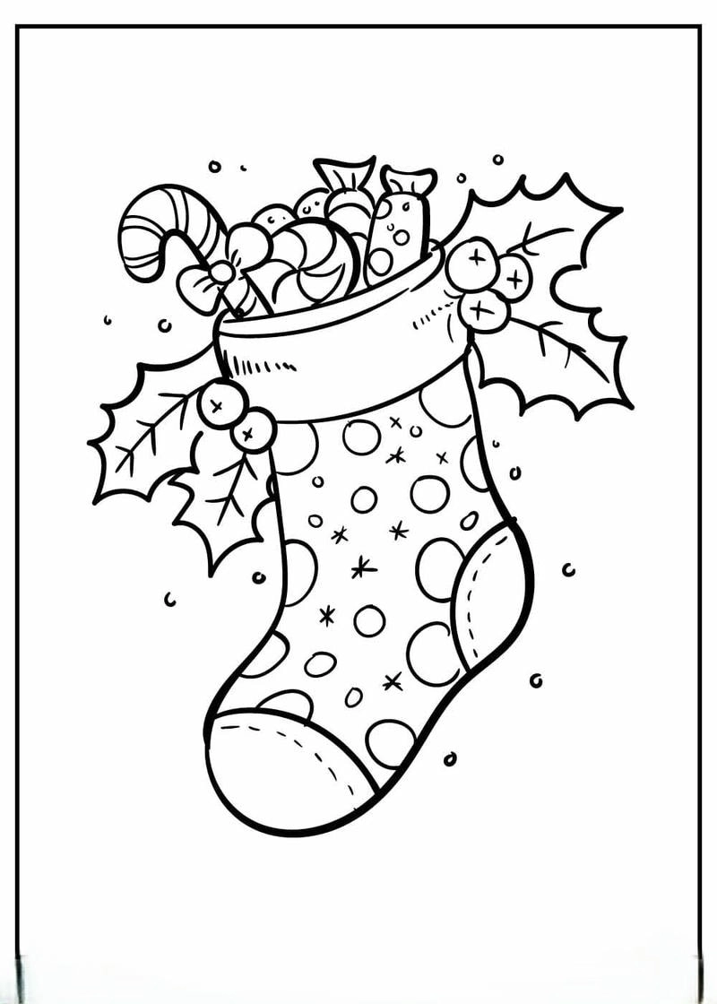 Hình ảnh tô màu tất noel đẹp mắt cho bé tập tô