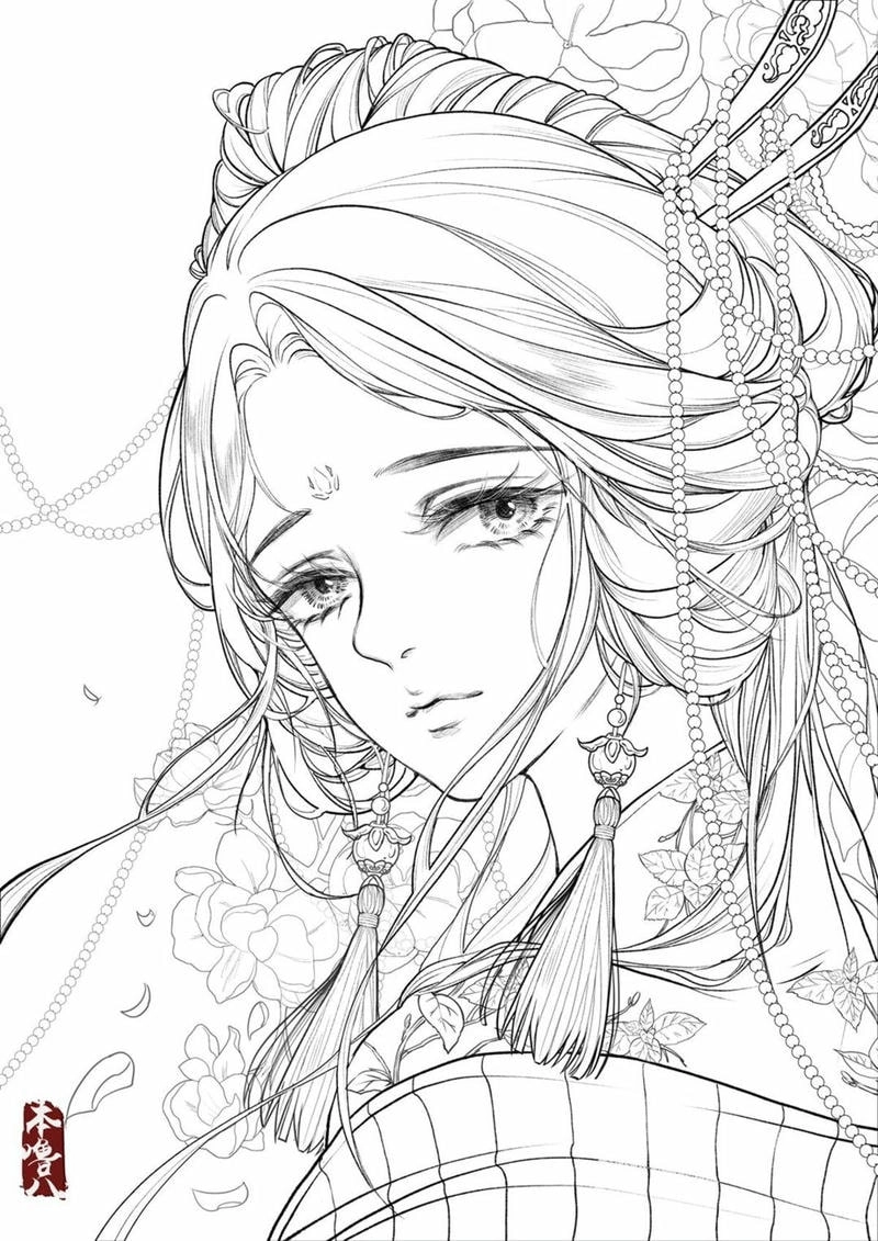 Khám phá thế giới tranh tô màu anime cổ trang đầy huyền bí