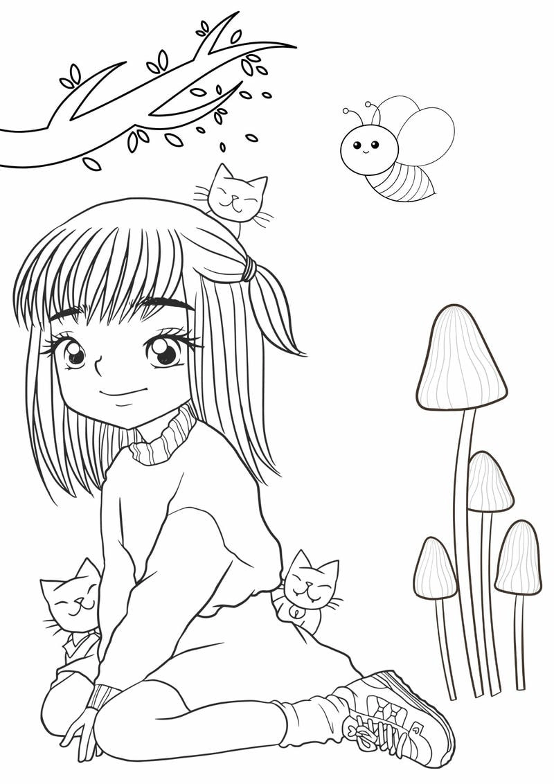 Bộ hình tô màu anime cute dễ vẽ cho bé bắt đầu làm quen