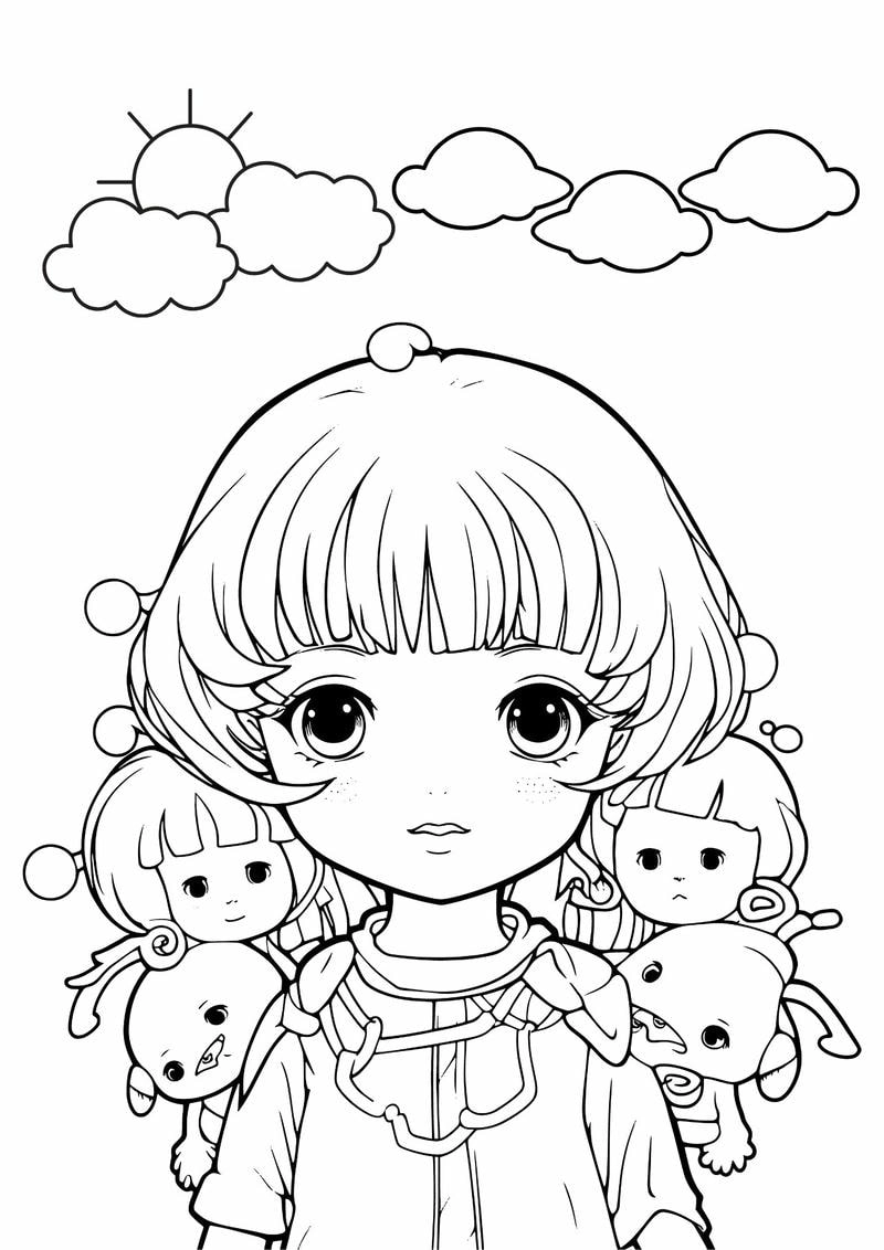 Thế giới phép thuật trong tô màu anime hồ ly cute cho bé