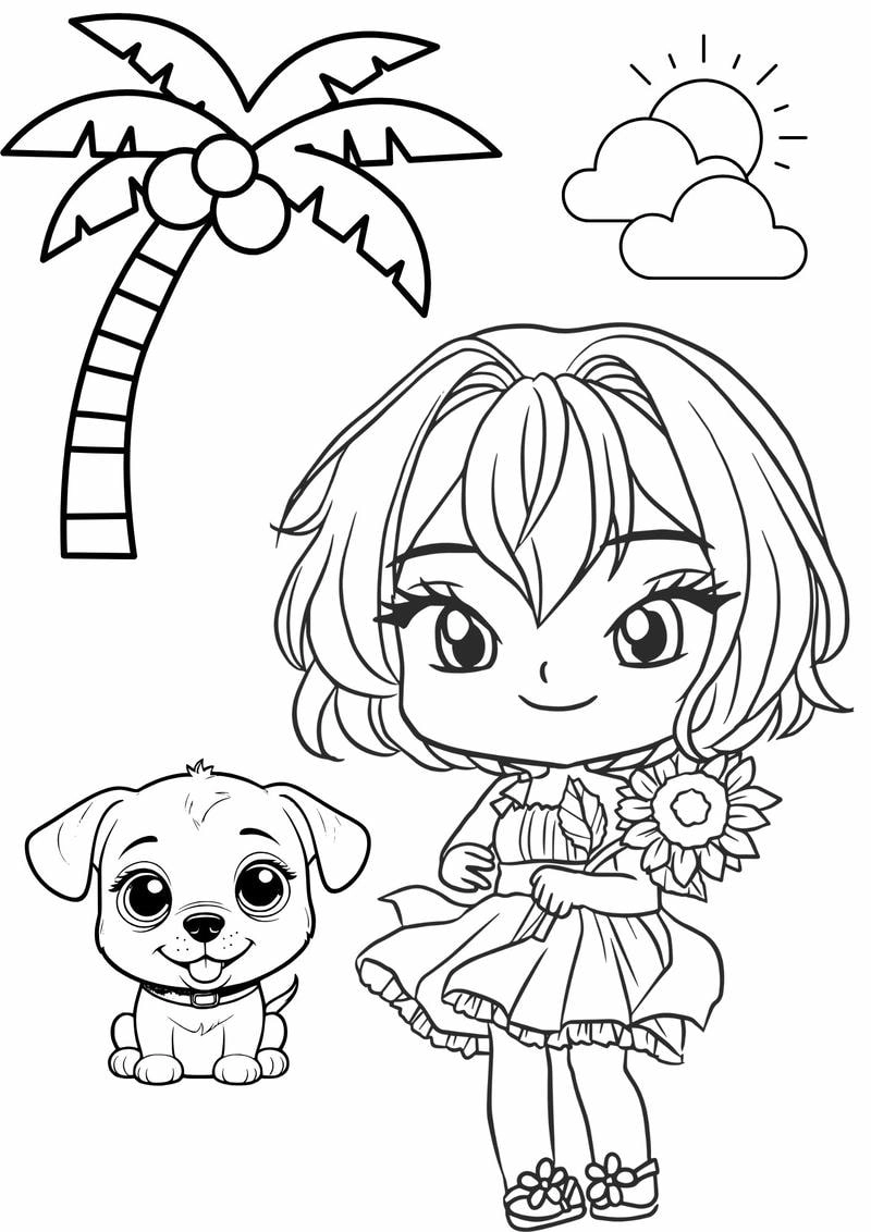 Bé gái yêu thích tranh tô màu anime nữ cute mỗi dịp rảnh