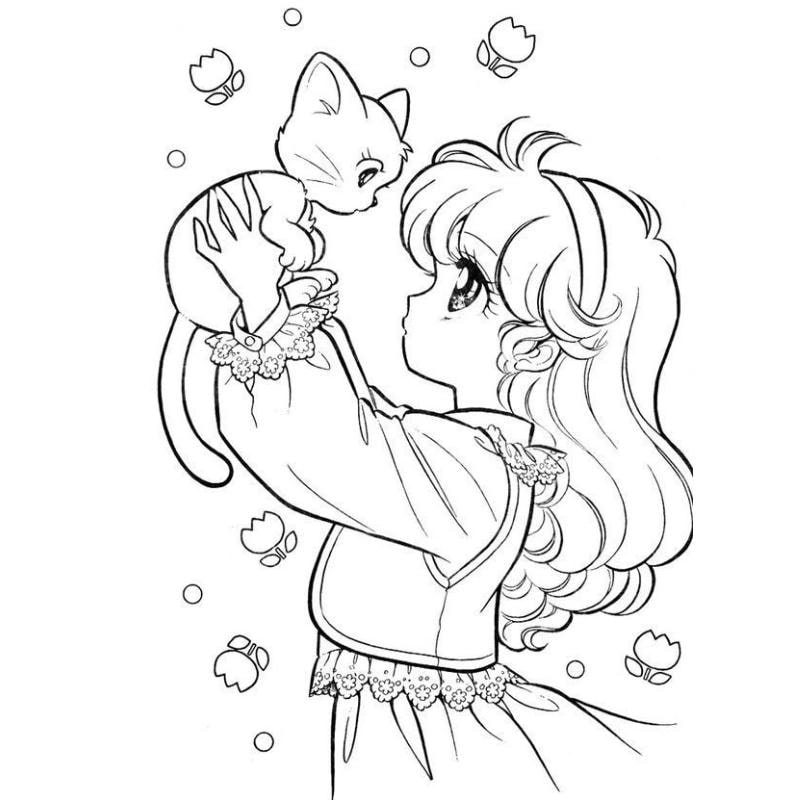 Bộ hình tô màu anime nữ dịu dàng dành cho bé gái yêu thích