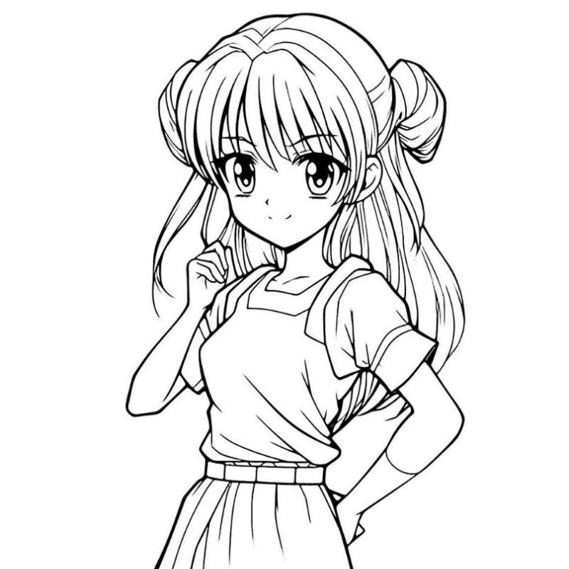 Sưu tầm Tranh Tô Màu Anime Girl Cute dễ thương
