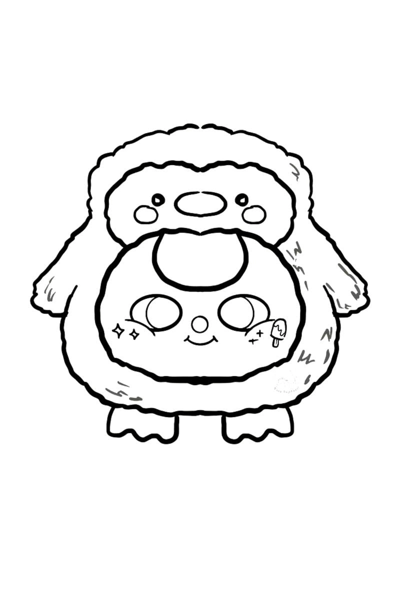 Tranh tô màu baby three cute capybara