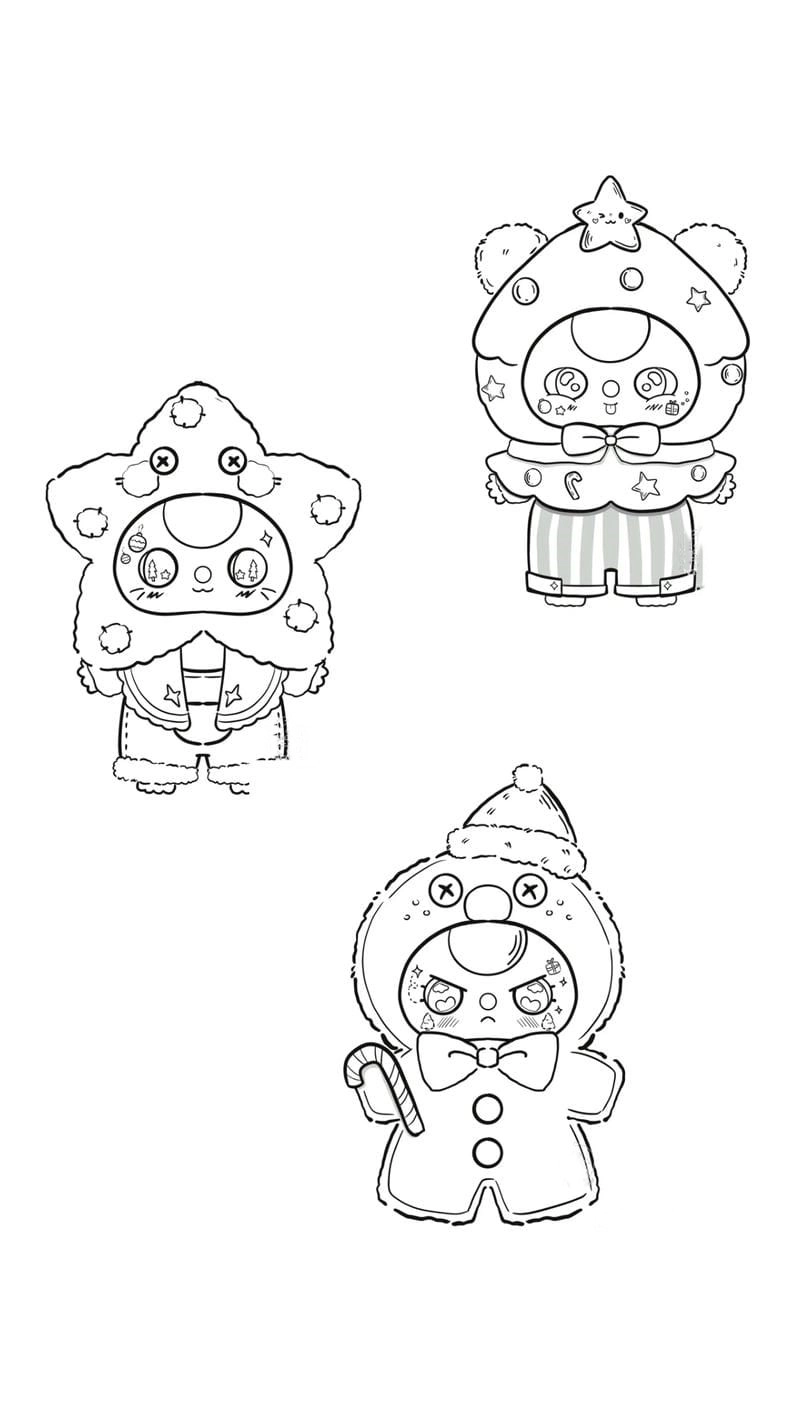 Tô màu baby three cute chủ đề Noel