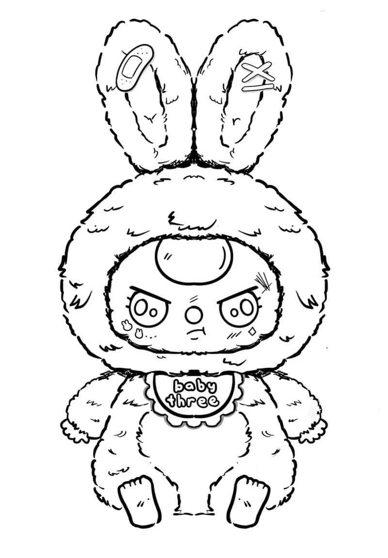 Tô màu baby three cute mắt nước long lanh