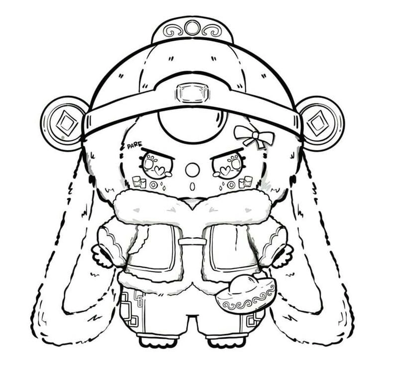 In hình tô màu baby three cute cho bé