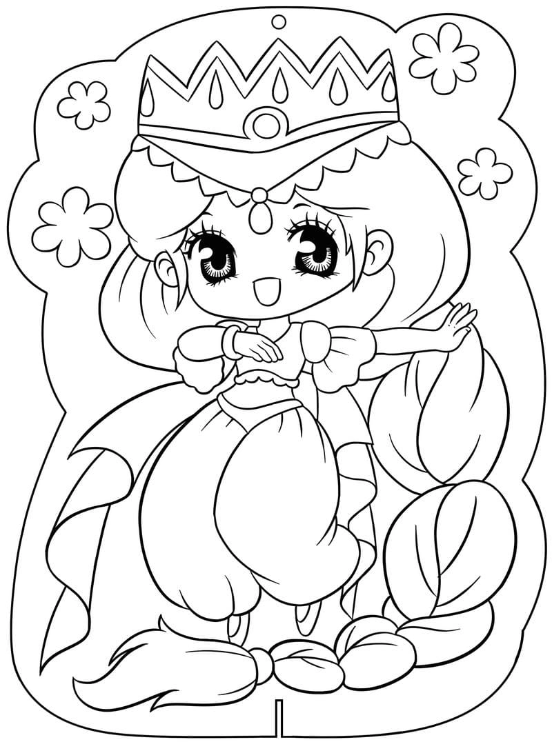 Tô tranh tô màu búp bê giấy chibi cute đáng yêu