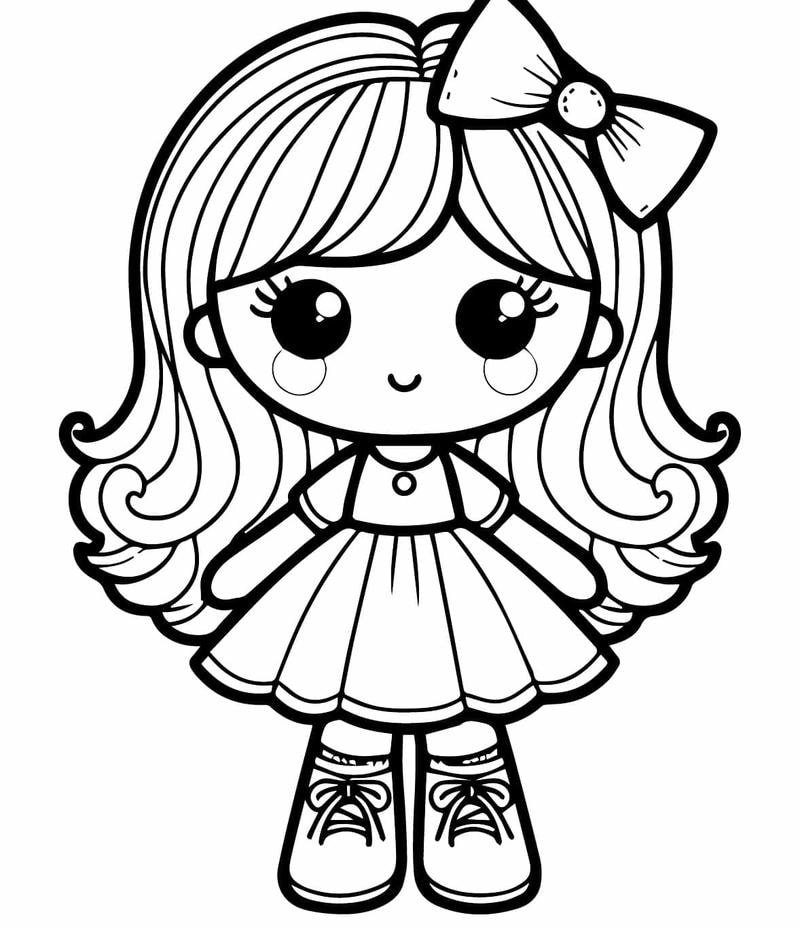 Vẽ tranh tô búp bê giấy chibi không màu độc đáo