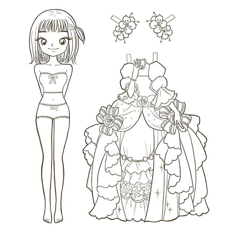 Sáng tạo in hình búp bê giấy tô màu độc đáo