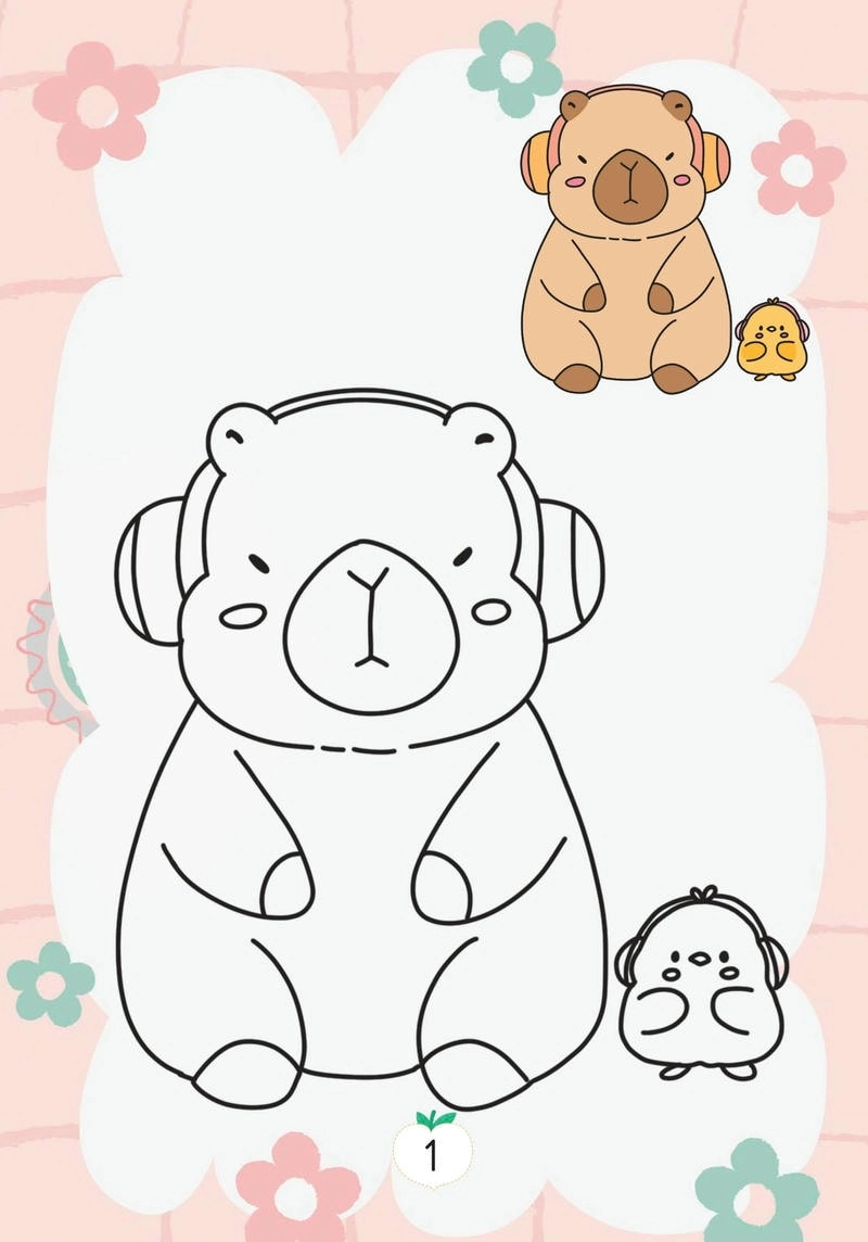 Tranh tô màu capybara cute cho bé rèn luyện sáng tạo