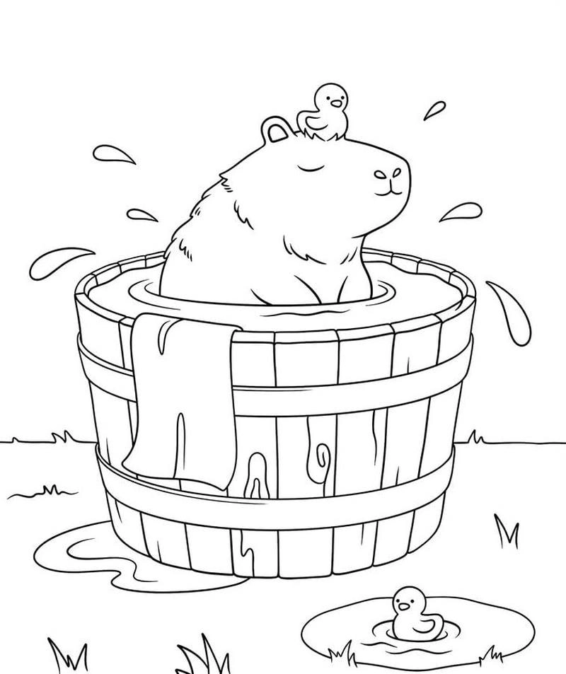 Tranh tô màu tranh tô màu vẽ capybara giúp bé sáng tạo