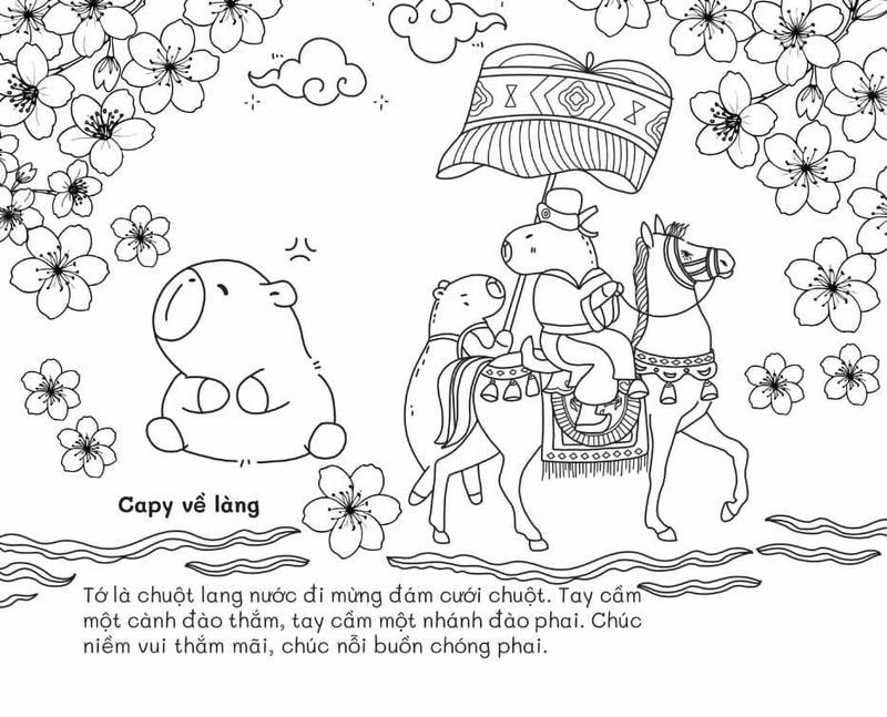 Tô màu con capybara ngộ nghĩnh cho bé khám phá