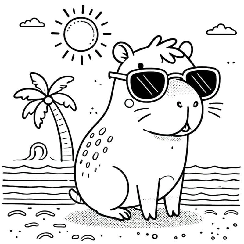 Tô màu capybara sticker dễ thương cho bé