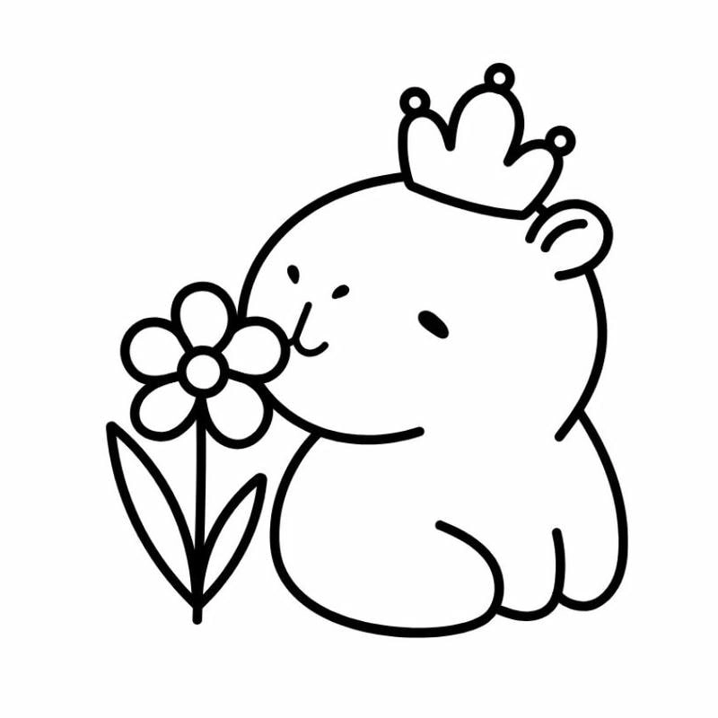 Tranh tô màu sticker capybara cute đáng yêu cho bé