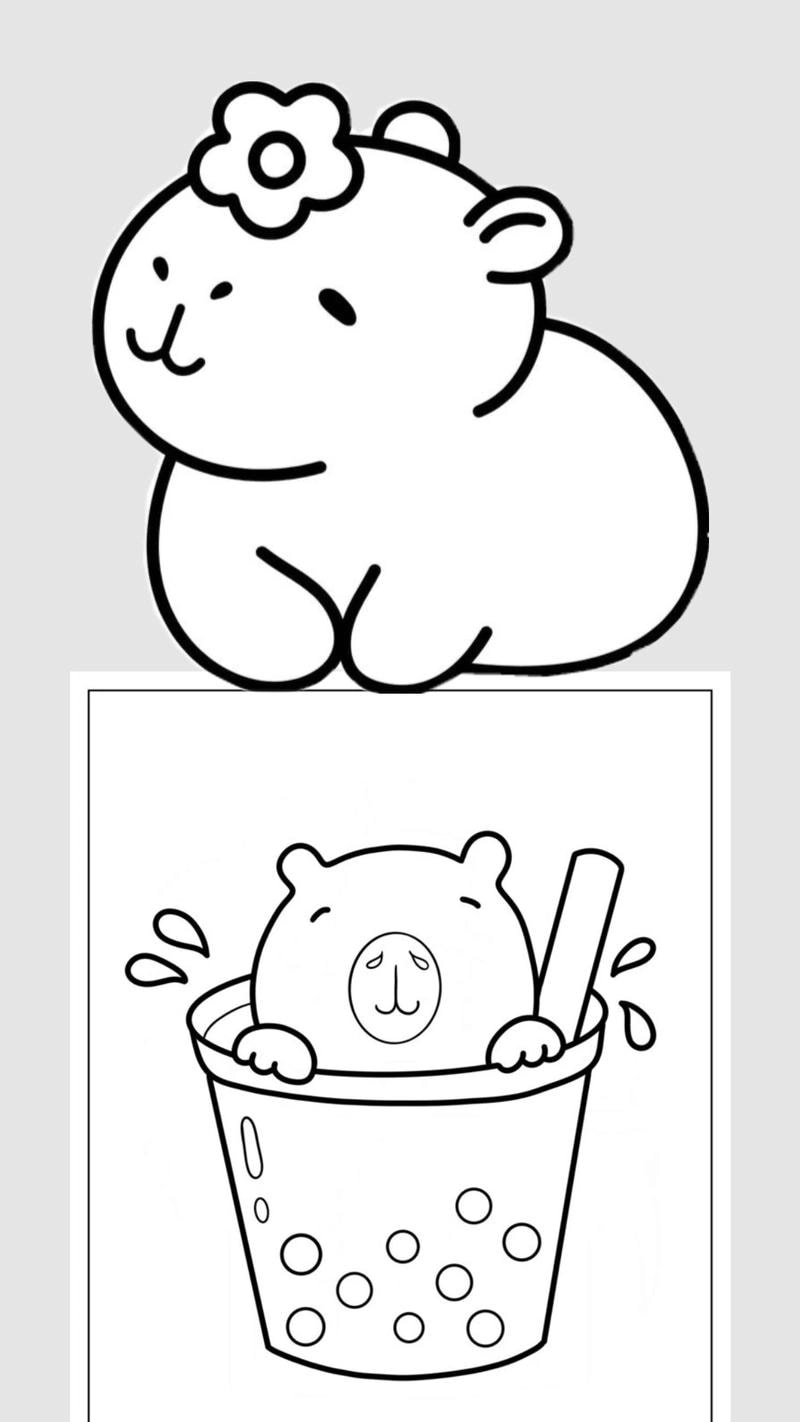 In tranh tô màu capybara giúp bé vui học mỗi ngày