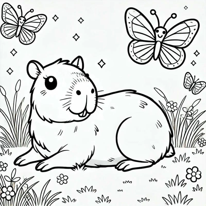 In hình tô màu capybara cute cho bé sáng tạo thế giới riêng