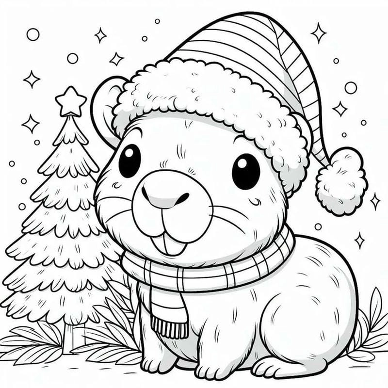 In hình capybara cho bé tô màu phát triển óc sáng tạo tự nhiên