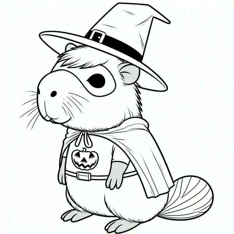 In hình capybara cute tô màu thu hút bé khám phá sắc màu mới