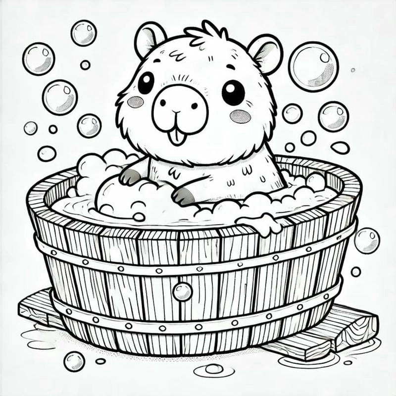 Hình vẽ tranh tô màu capybara cute cho bé thoải mái sáng tạo