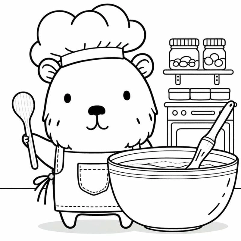 Hình vẽ tranh tô màu capybara giúp bé học vẽ cực kỳ dễ hiểu