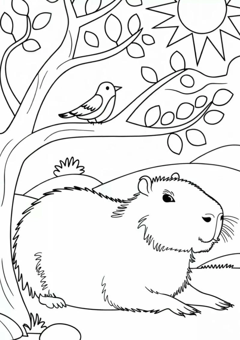 Cute tranh tô màu capybara cute làm bé hào hứng mỗi giờ vẽ