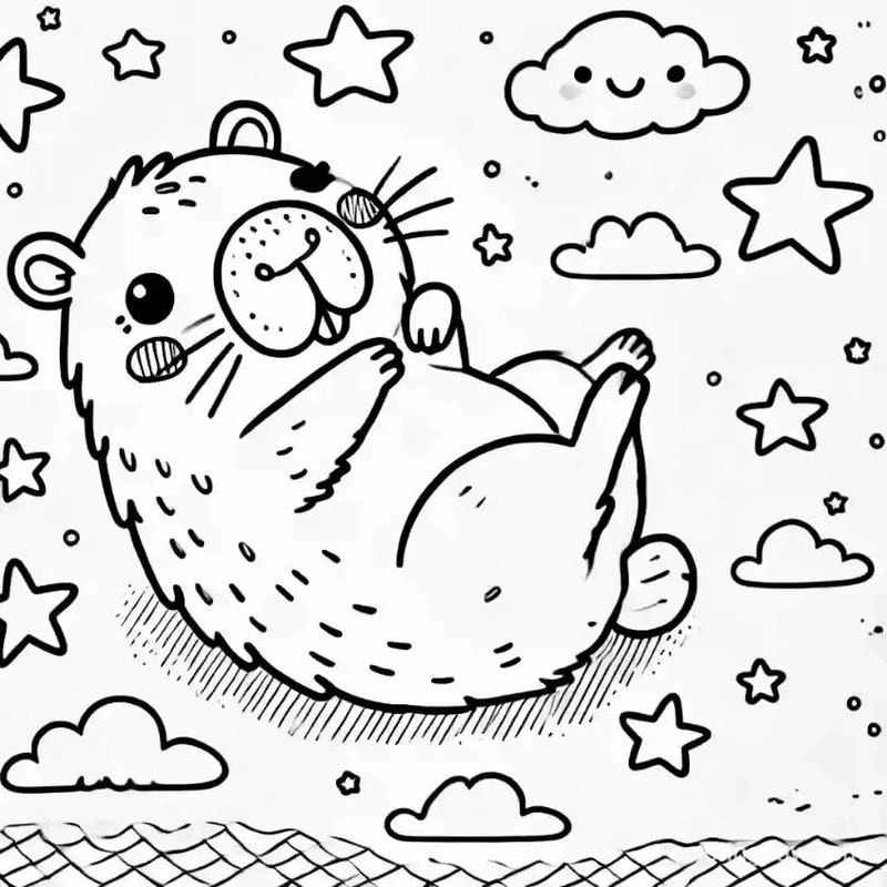 Tranh tô màu capybara và những người bạn cho bé vui học