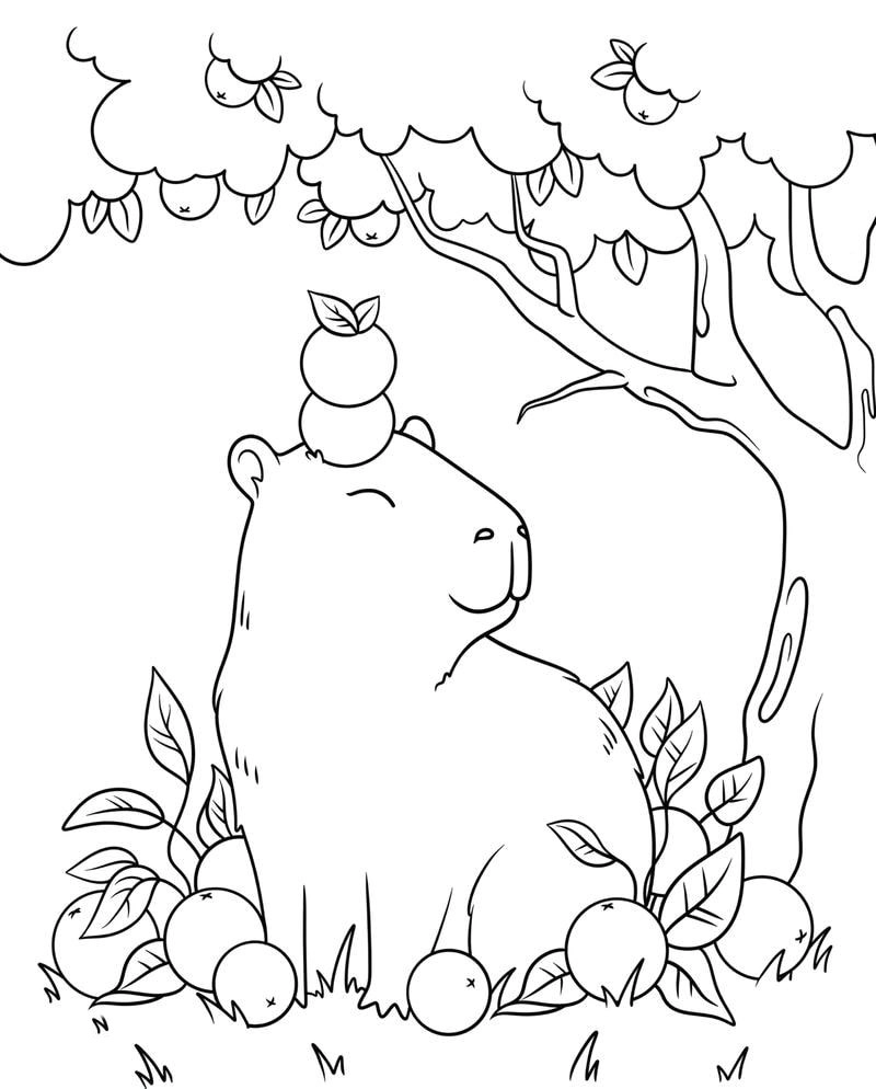 Tranh tô màu capybara dễ thương làm bé thích thú hơn