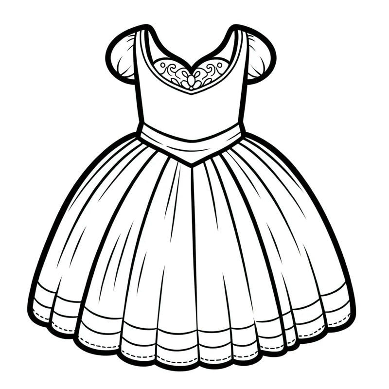 Tranh tô màu váy bé gái dễ thương với tranh tô màu cho bé gái