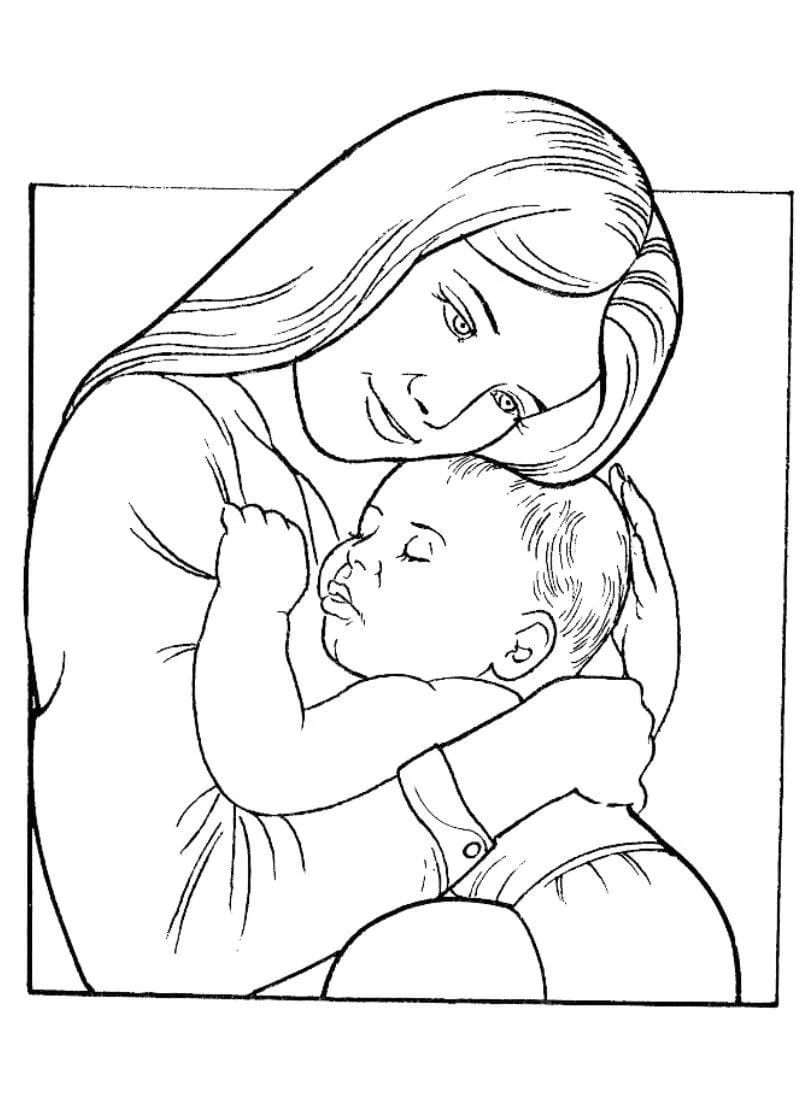 Tranh tô màu mẹ và bé gái cực dễ với tranh tô màu cho bé gái