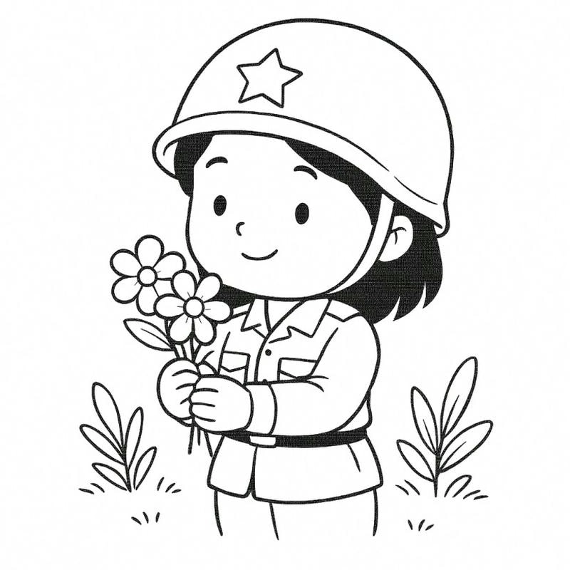 Tô điểm tranh rỗng tô màu chú bộ đội tự do