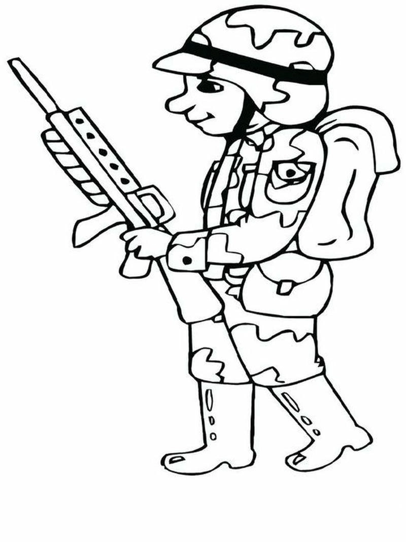Vẽ sống động tô màu chú bộ đội cầm súng uy nghi