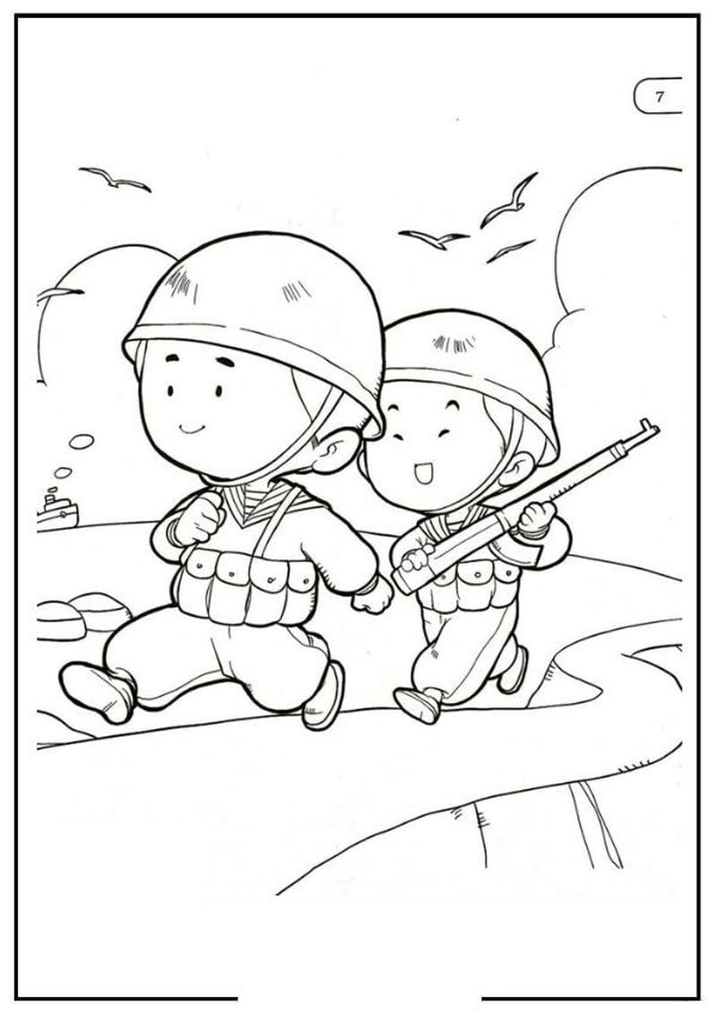 Vẽ dễ đơn giản tranh tô màu chú bộ đội Việt Nam