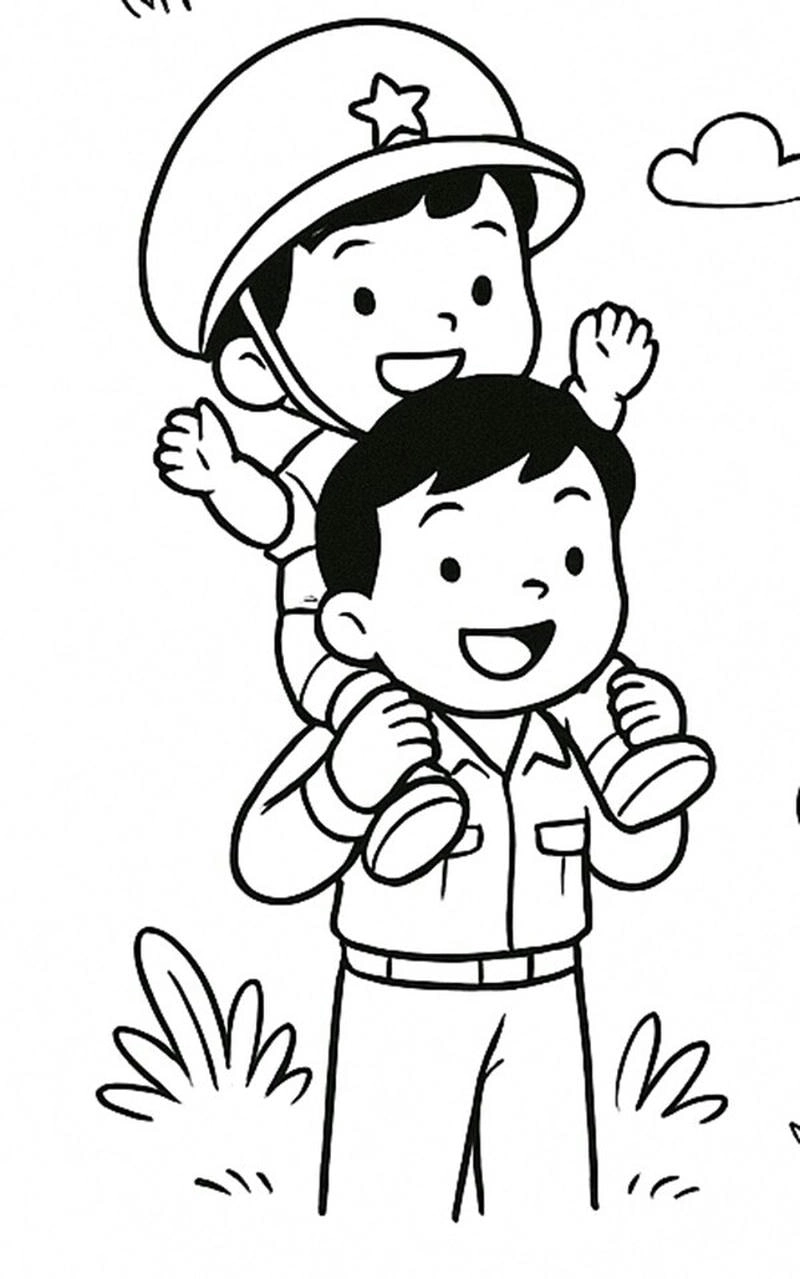 Sáng tạo chú bộ đội tô màu đầy tự hào