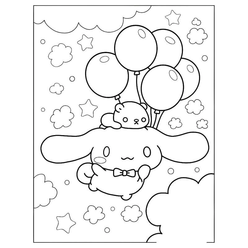 Trang trí bằng sticker tranh tô màu cinnamoroll siêu cute