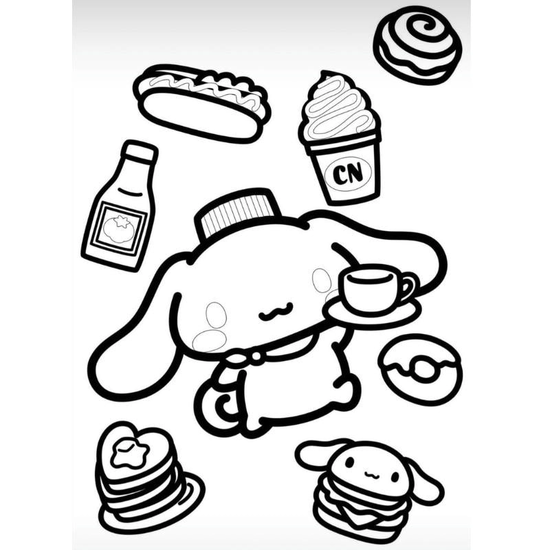 In tranh tô màu cinnamoroll dễ thương để bé thỏa sức tô