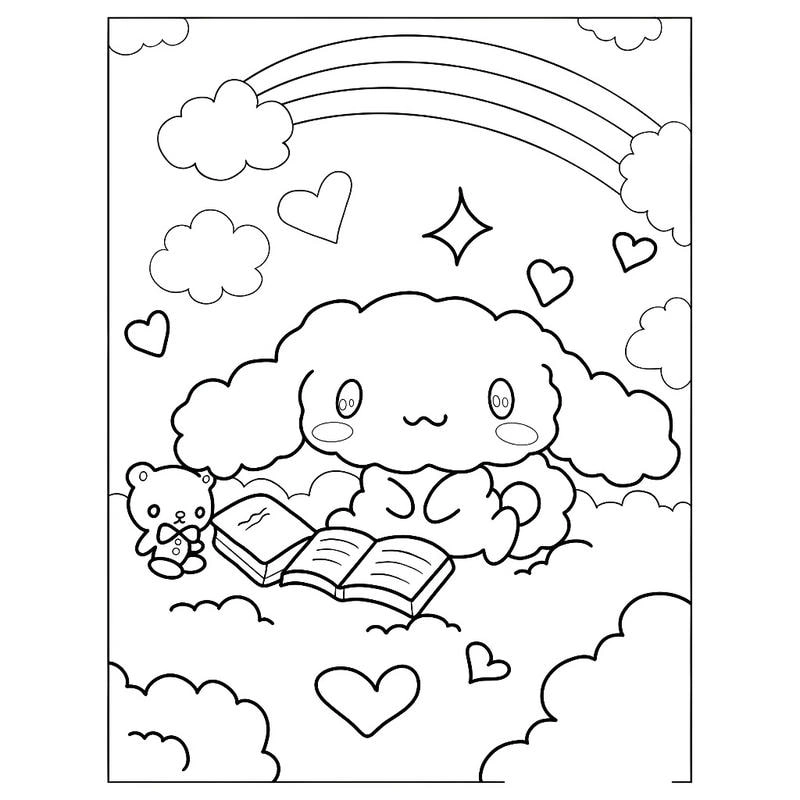 Hình cinnamoroll tô màu dễ thương cho bé tập tô mỗi ngày