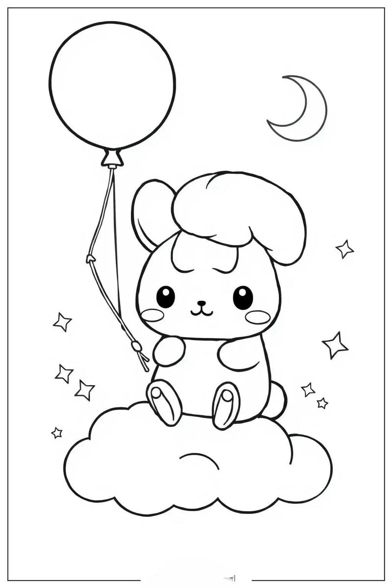 Thỏ cinnamoroll tô màu đáng yêu cho bé tập tô mỗi ngày