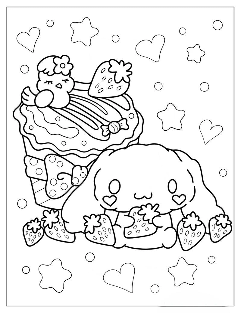 Bé yêu cinnamoroll set tranh tô màu cinnamoroll cute siêu dễ thương